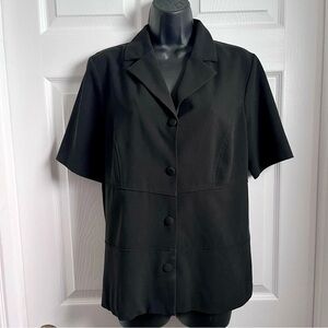 3/25$💥 Crystal Blouse top black Women 8 Medium work cook uniform collared